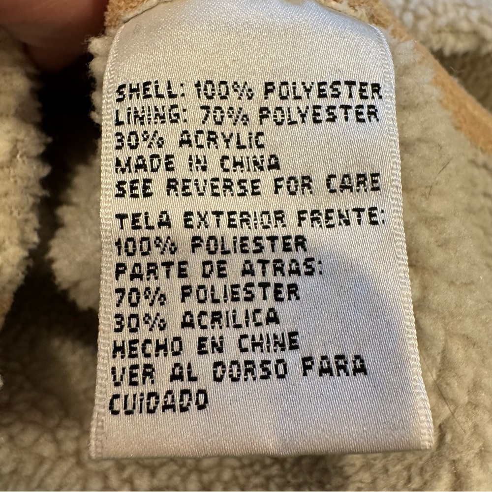 Talbots Faux Suede Sherpa Vest Tan Beige Fleece Lined Western Cozy Size Large - Picture 5 of 8
